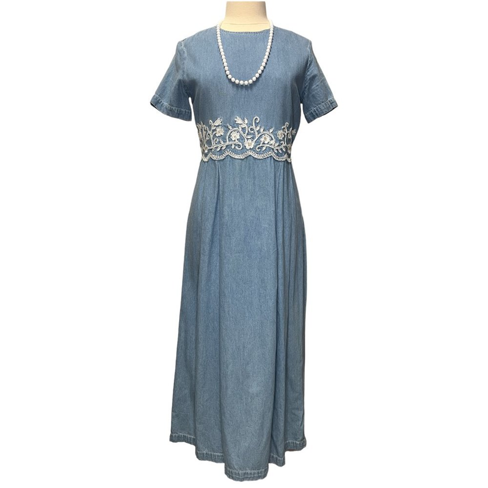 Vintage long light denim dress